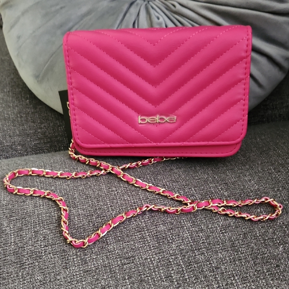 Bebe Pink Quilted Crossbody Bag